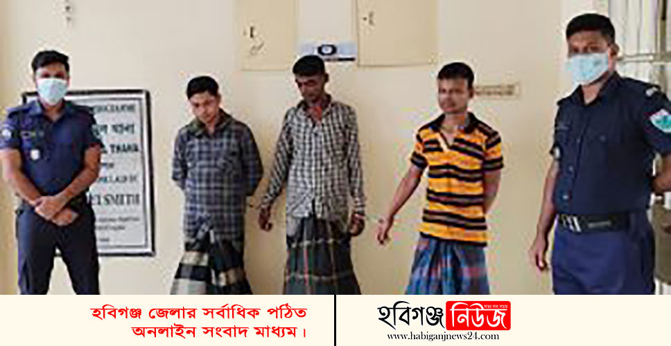 বাহুবলে ইয়াবা বিক্রিকালে ৩ মাদক ব্যবসায়ীকে আটক