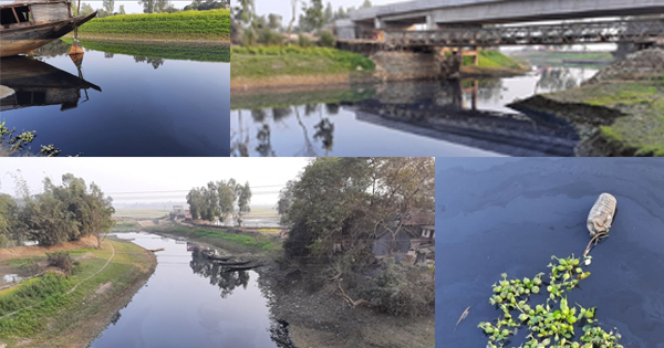 সুতাং নদীতে শিল্প বর্জ্যের দূষণ রোধে ঢাকাস্থ লাখাইবাসীদের মানববন্ধন ৯ জুন