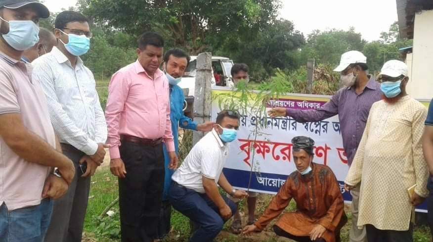 চুনারুঘাট প্রেসক্লাবের উদ্যোগে আশ্রায়নে বৃক্ষ রোপন