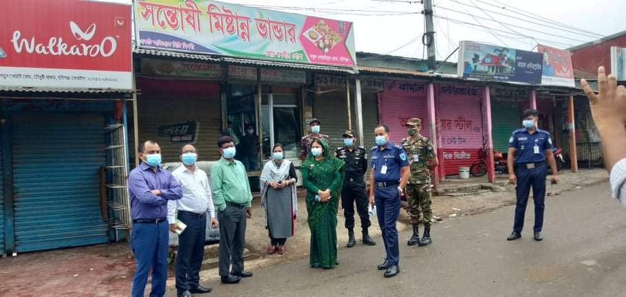 লকডাউন কার্যকর করতে মাঠে একযোগে হবিগঞ্জ জেলা প্রশাসন ও আইনশৃঙ্খলা বাহিনী