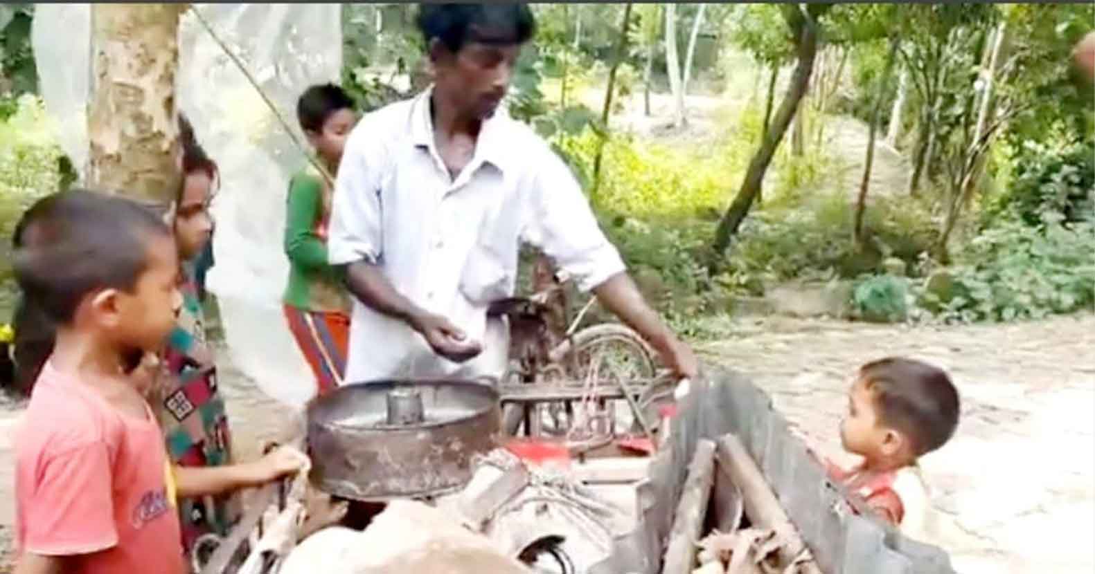 হাওয়াই মিঠাই বিক্রি করে জীবন চলে লাখাইয়ের এনাম মিয়ার
