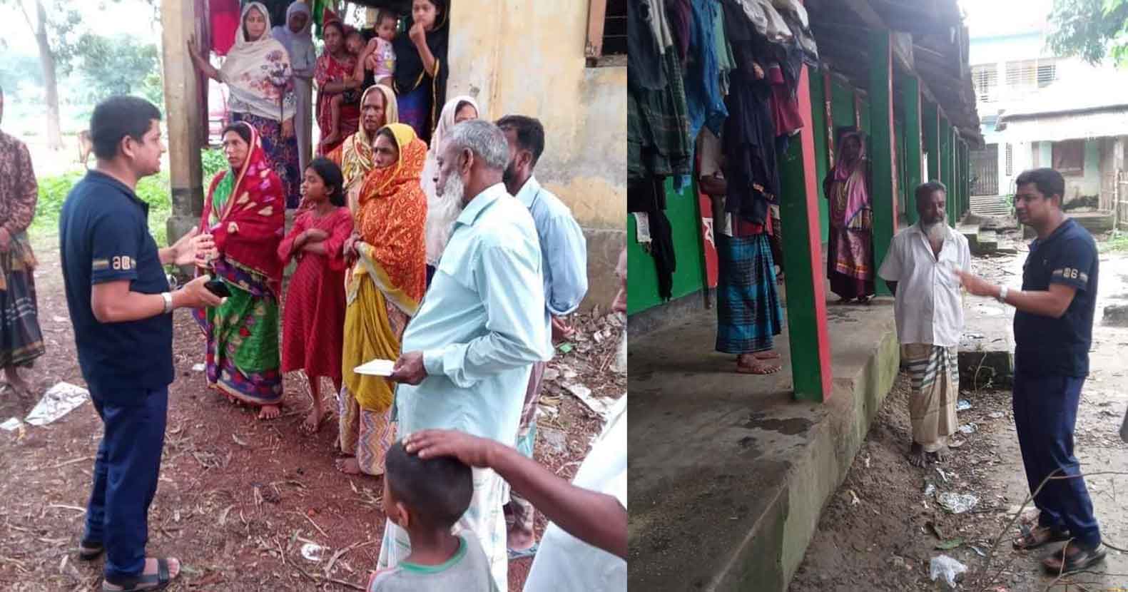 লাখাইয়ে বন্যা দূর্গত এলাকা পরিদর্শনে ইউএনও