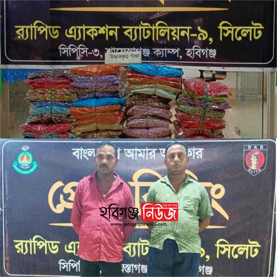 মাধবপুরে অভিনব কায়দায় থান কাপড় দিয়ে মোড়ানো অবস্থায় ৫৭ কেজি গাঁজাসহ আটক ২ – Habiganj News